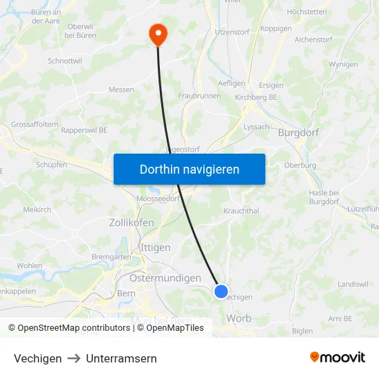 Vechigen to Unterramsern map