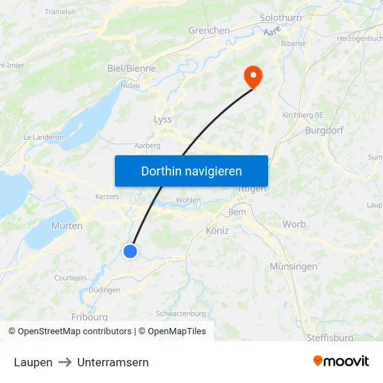 Laupen to Unterramsern map