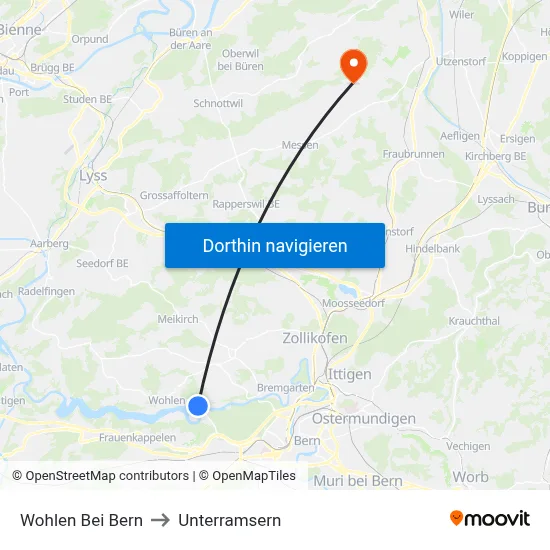 Wohlen Bei Bern to Unterramsern map