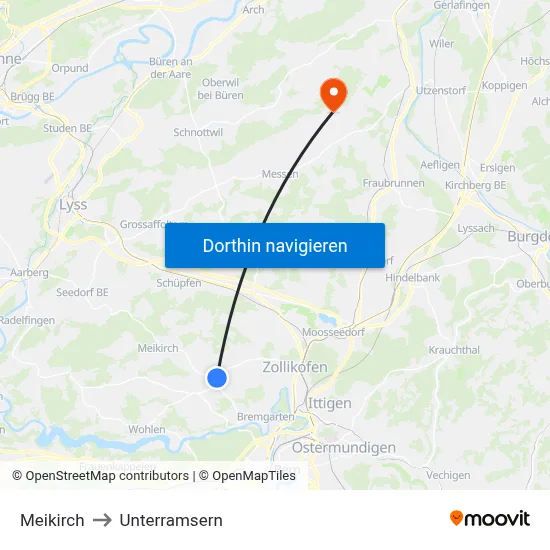 Meikirch to Unterramsern map