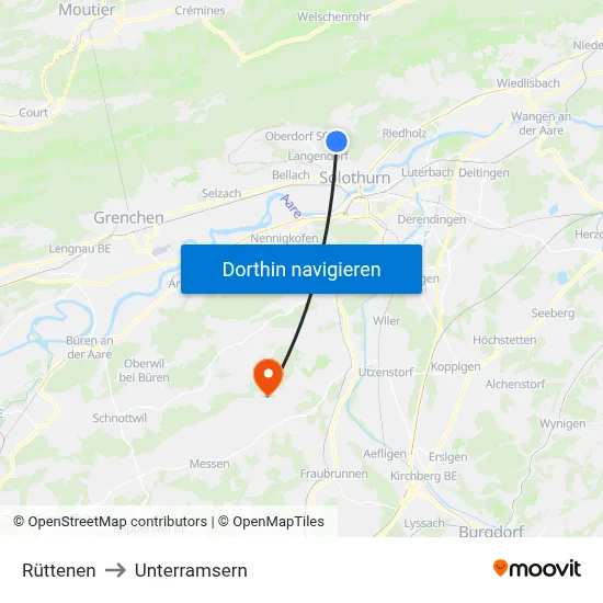 Rüttenen to Unterramsern map
