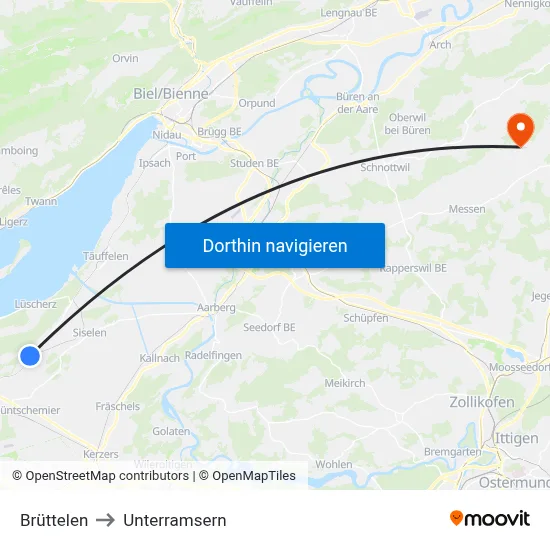 Brüttelen to Unterramsern map