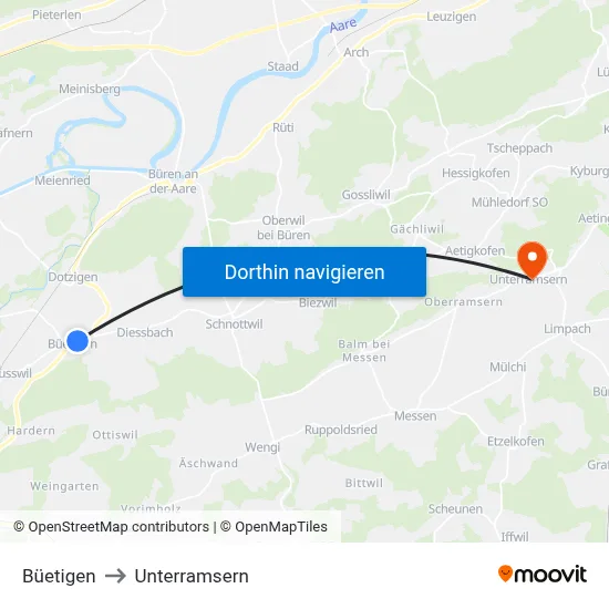 Büetigen to Unterramsern map