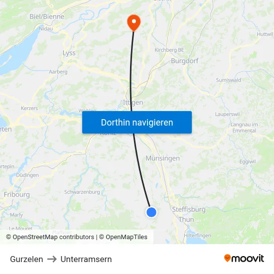 Gurzelen to Unterramsern map
