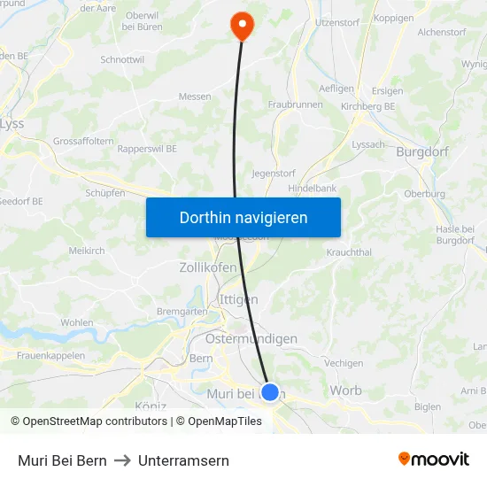 Muri Bei Bern to Unterramsern map