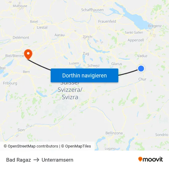 Bad Ragaz to Unterramsern map
