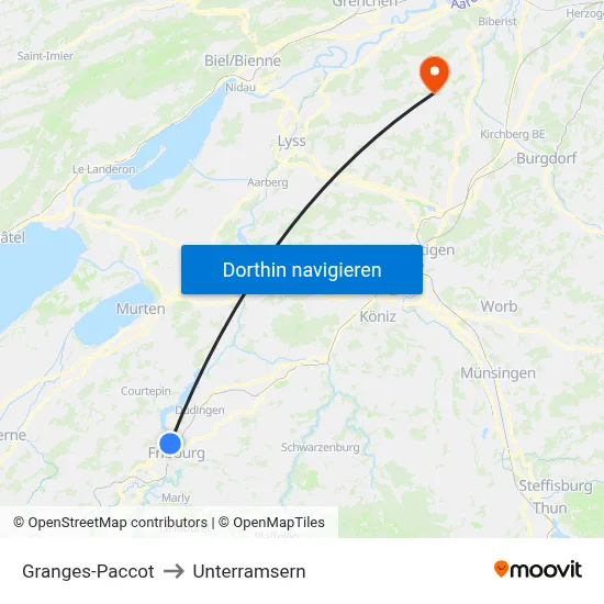 Granges-Paccot to Unterramsern map