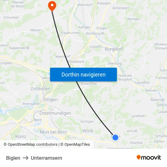 Biglen to Unterramsern map
