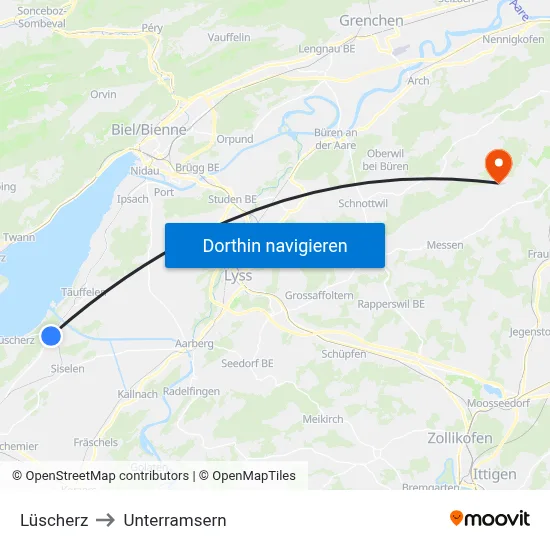 Lüscherz to Unterramsern map