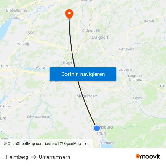 Heimberg to Unterramsern map
