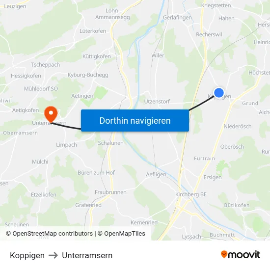 Koppigen to Unterramsern map