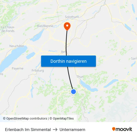Erlenbach Im Simmental to Unterramsern map