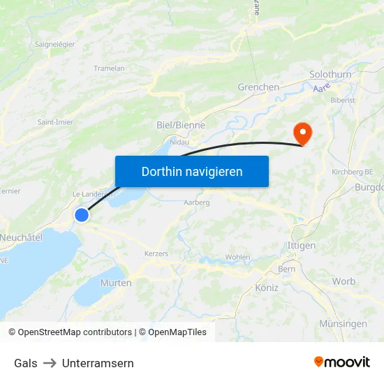 Gals to Unterramsern map