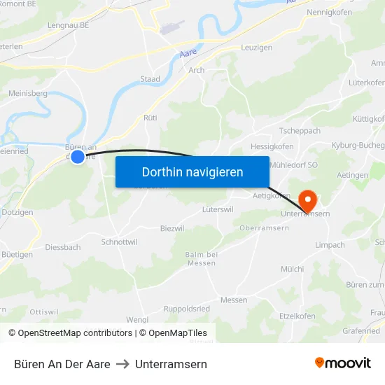 Büren An Der Aare to Unterramsern map