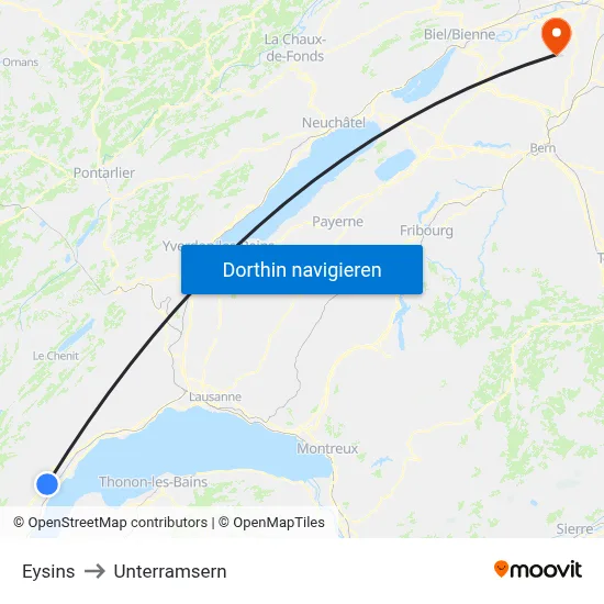 Eysins to Unterramsern map