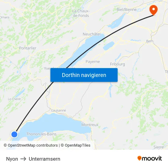 Nyon to Unterramsern map