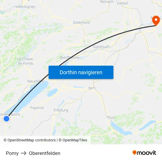 Pomy to Oberentfelden map