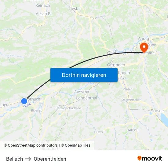 Bellach to Oberentfelden map
