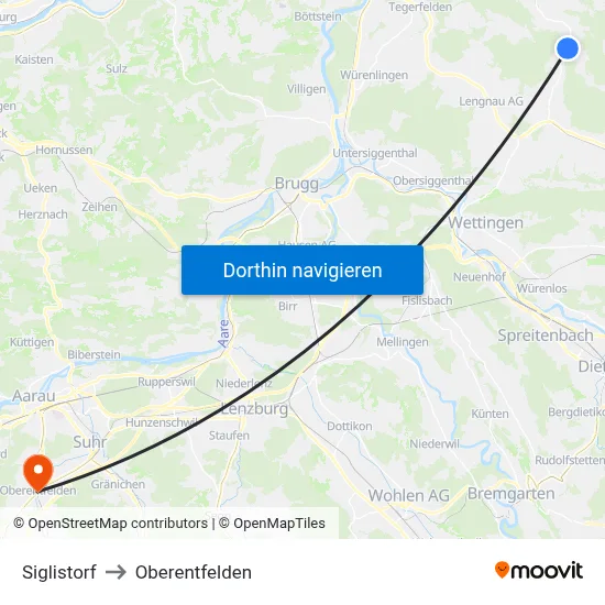 Siglistorf to Oberentfelden map