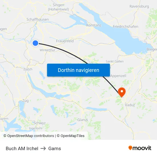 Buch AM Irchel to Gams map