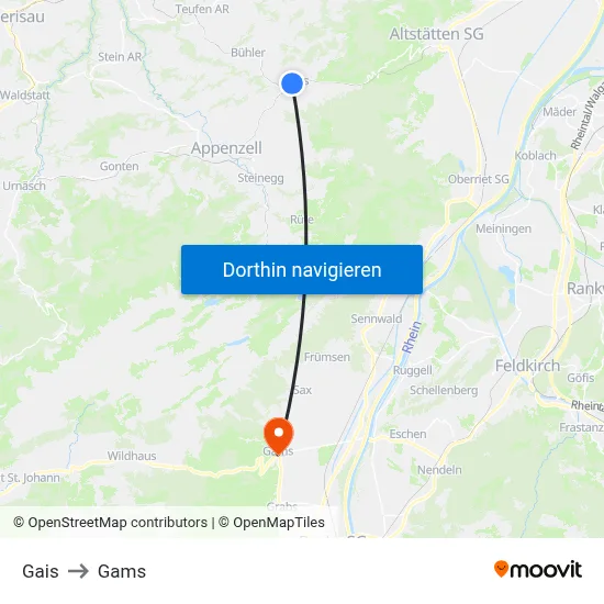 Gais to Gams map
