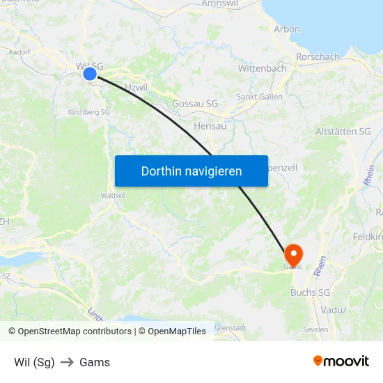 Wil (Sg) to Gams map