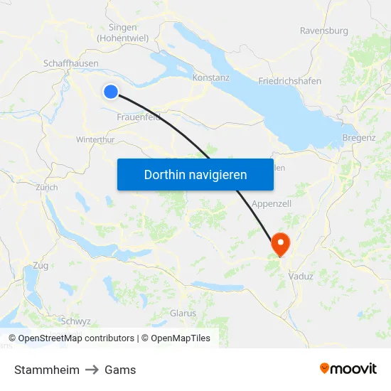 Stammheim to Gams map