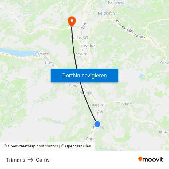Trimmis to Gams map