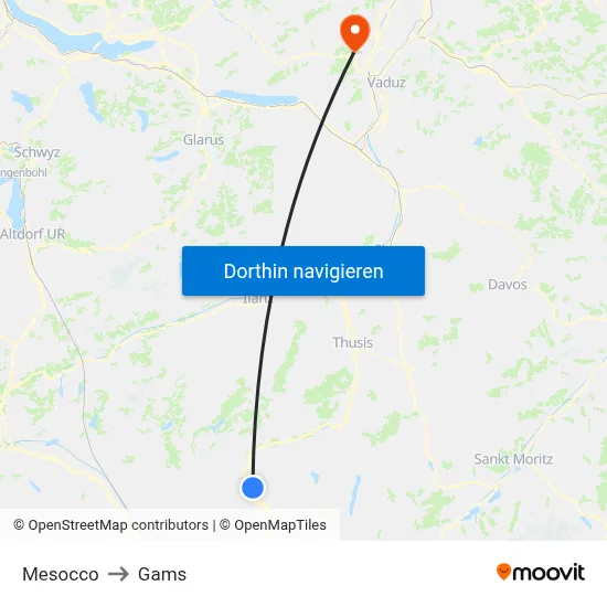 Mesocco to Gams map