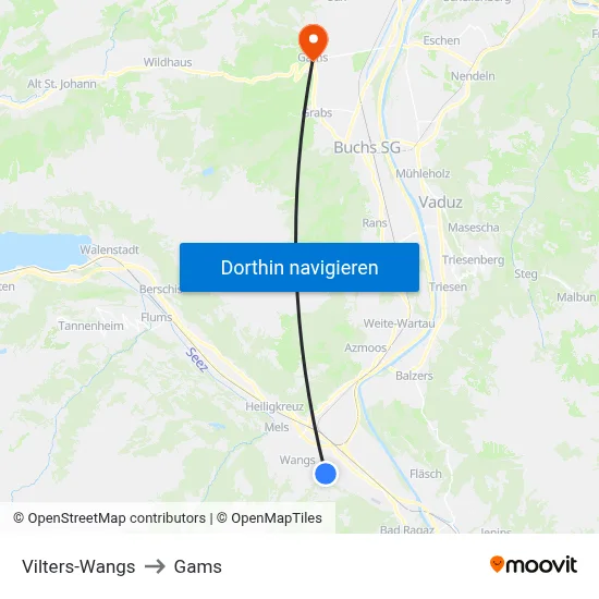 Vilters-Wangs to Gams map