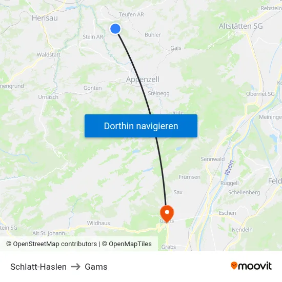 Schlatt-Haslen to Gams map