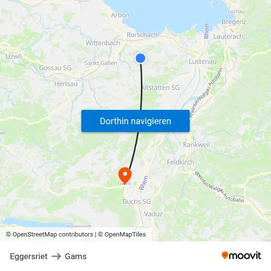 Eggersriet to Gams map