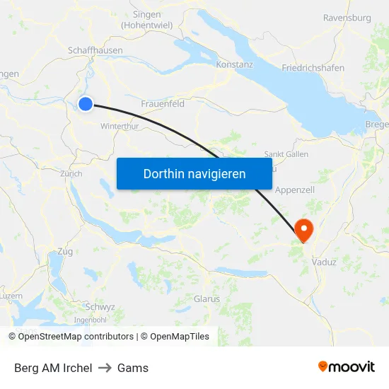 Berg AM Irchel to Gams map