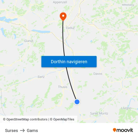 Surses to Gams map