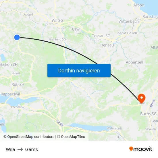 Wila to Gams map