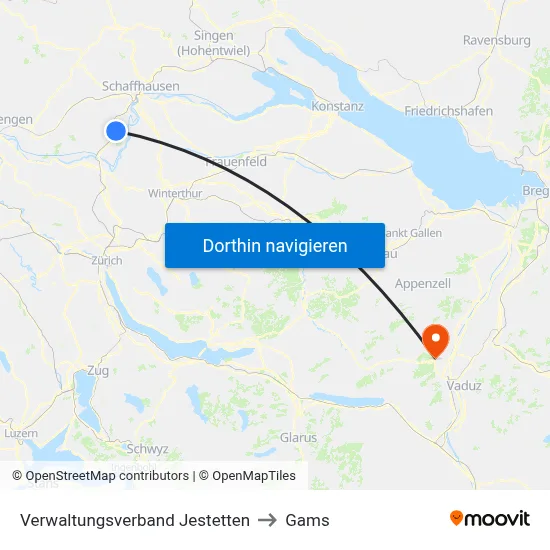 Verwaltungsverband Jestetten to Gams map