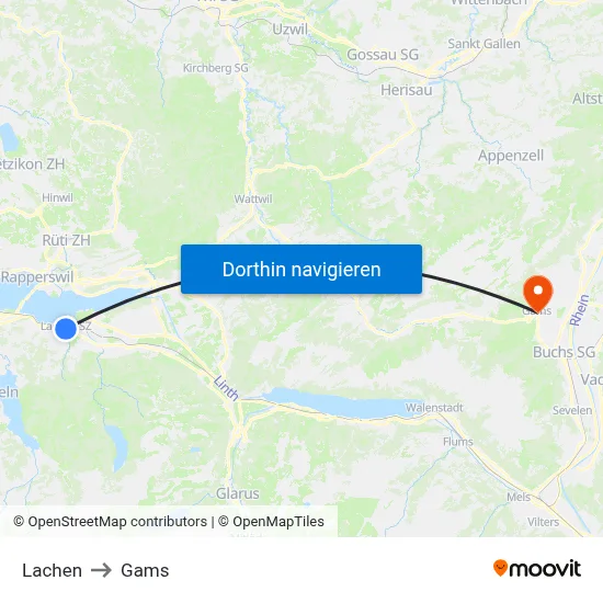 Lachen to Gams map