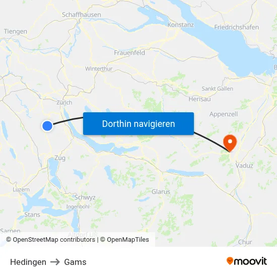 Hedingen to Gams map