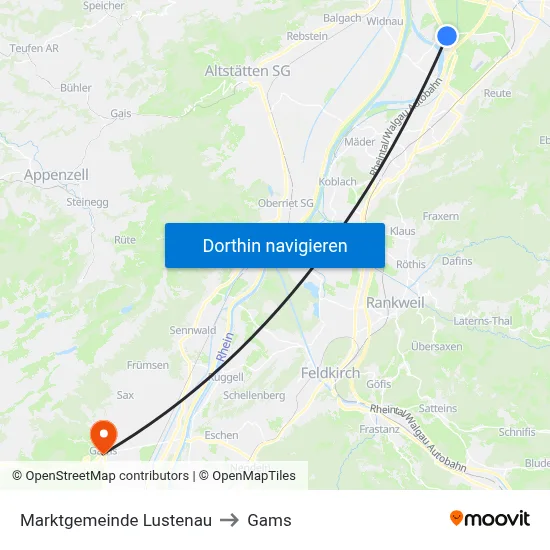 Marktgemeinde Lustenau to Gams map