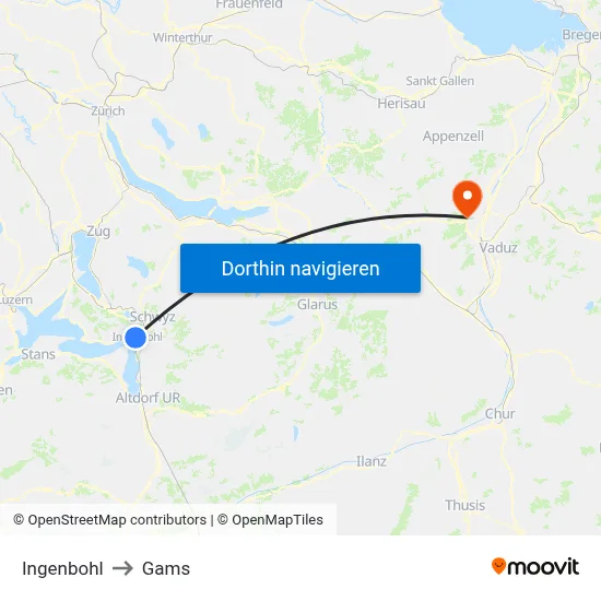 Ingenbohl to Gams map