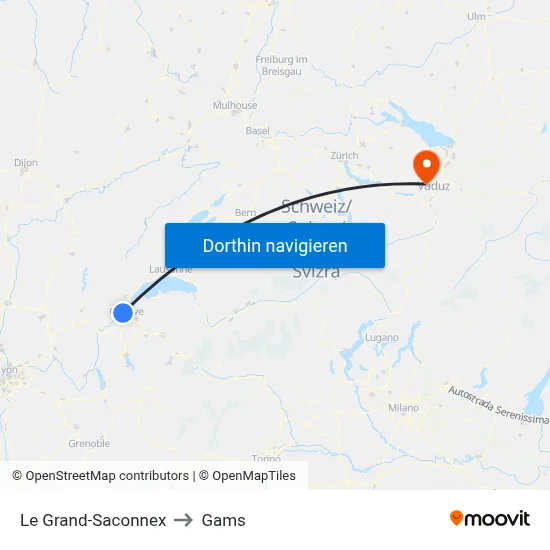 Le Grand-Saconnex to Gams map