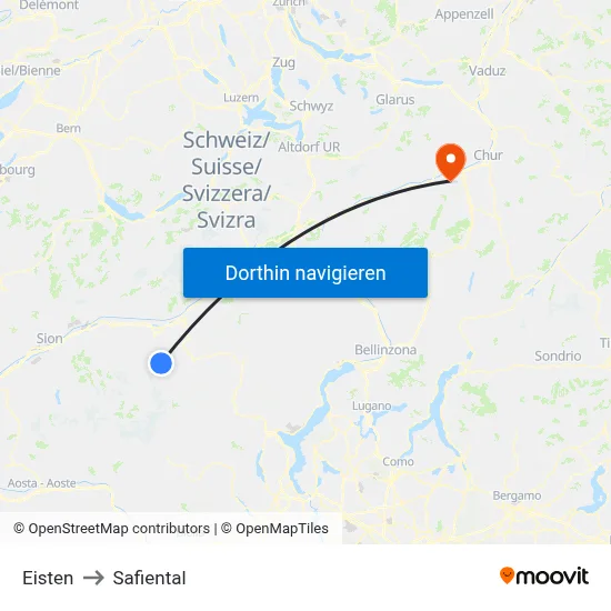 Eisten to Safiental map