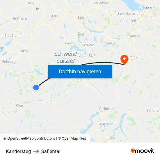 Kandersteg to Safiental map