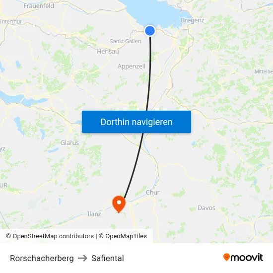 Rorschacherberg to Safiental map