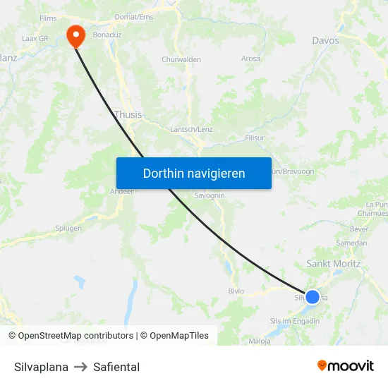 Silvaplana to Safiental map