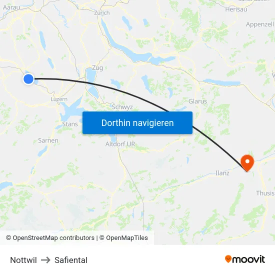 Nottwil to Safiental map