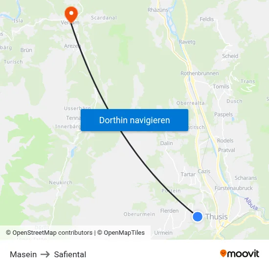 Masein to Safiental map