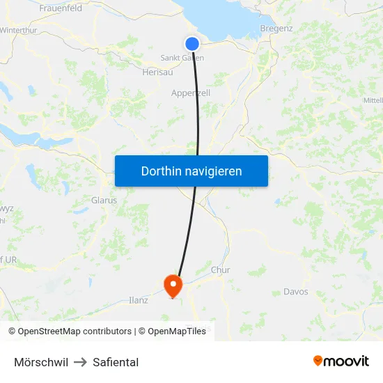 Mörschwil to Safiental map