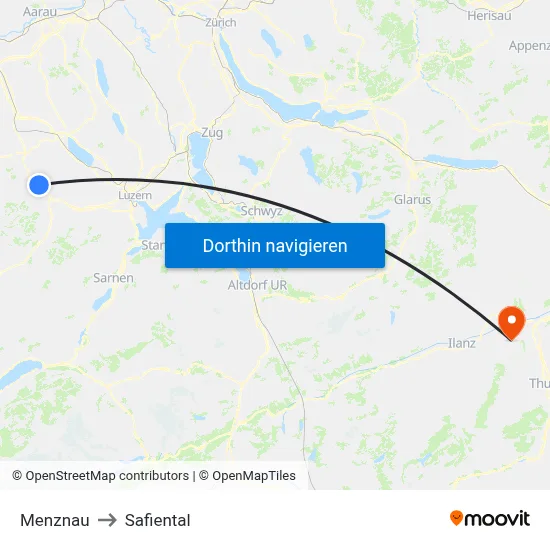 Menznau to Safiental map