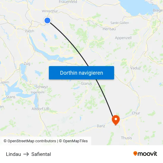 Lindau to Safiental map